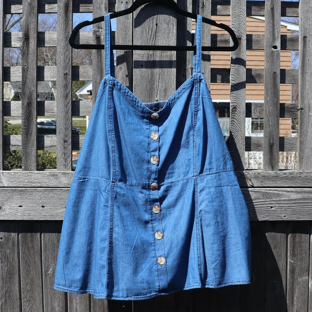 Blue Chambray Button Fit & Flare Cami